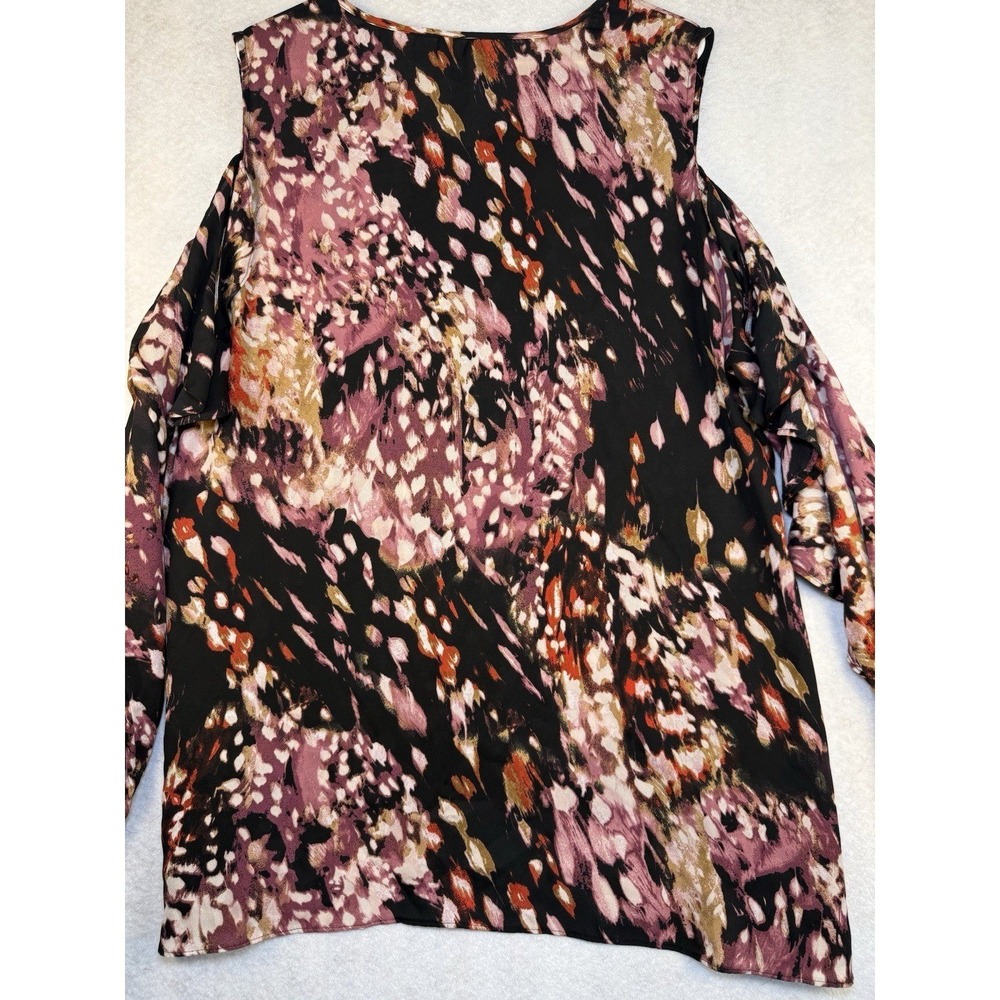 Cato Plus Size 22/24W Floral Cold Shoulder Blouse V Neck Ruffle Sleeve Top - Picture 7 of 7